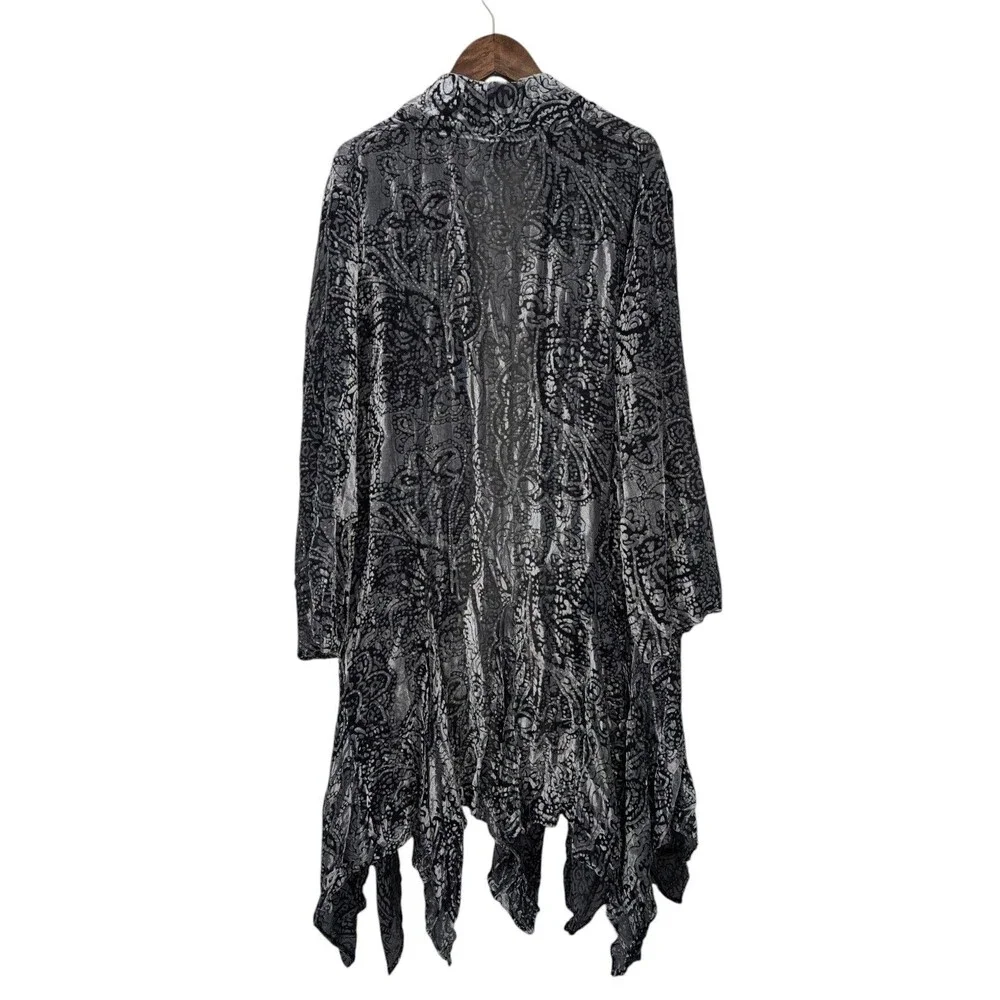 Burnout Velvet Paisley Beaded Kimono Duster - Picture 8 of 10